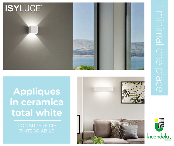 Il minimal che piace: Appliques in ceramica total white - ISYLUCE