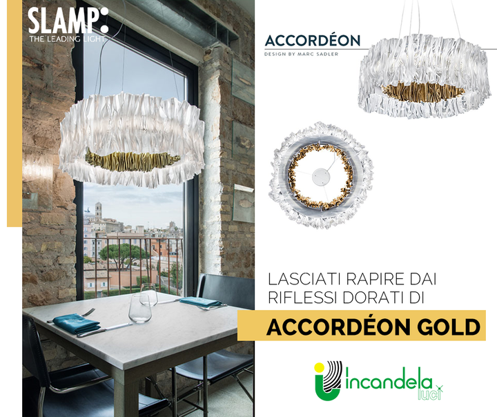 Lasciati rapire dai riflessi dorati di #Accordéon Gold, la collezione firmata da #Marc #Sadler ✨